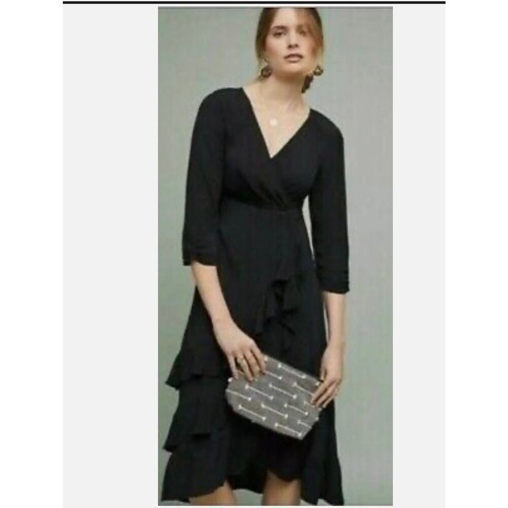 Maeve Midi Black Ruffle Dress